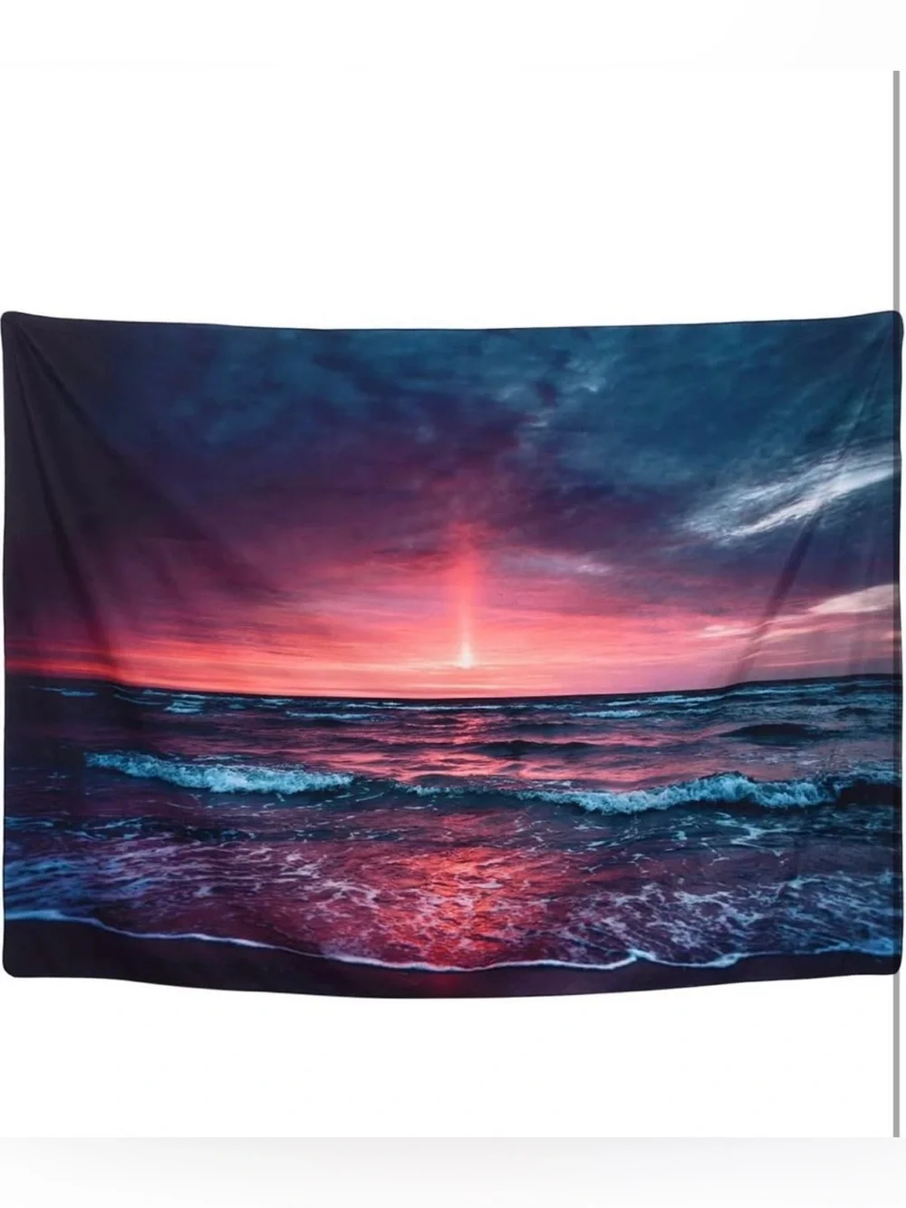 Sunset Ocean Tapestry Wall Art - Pink & Blue